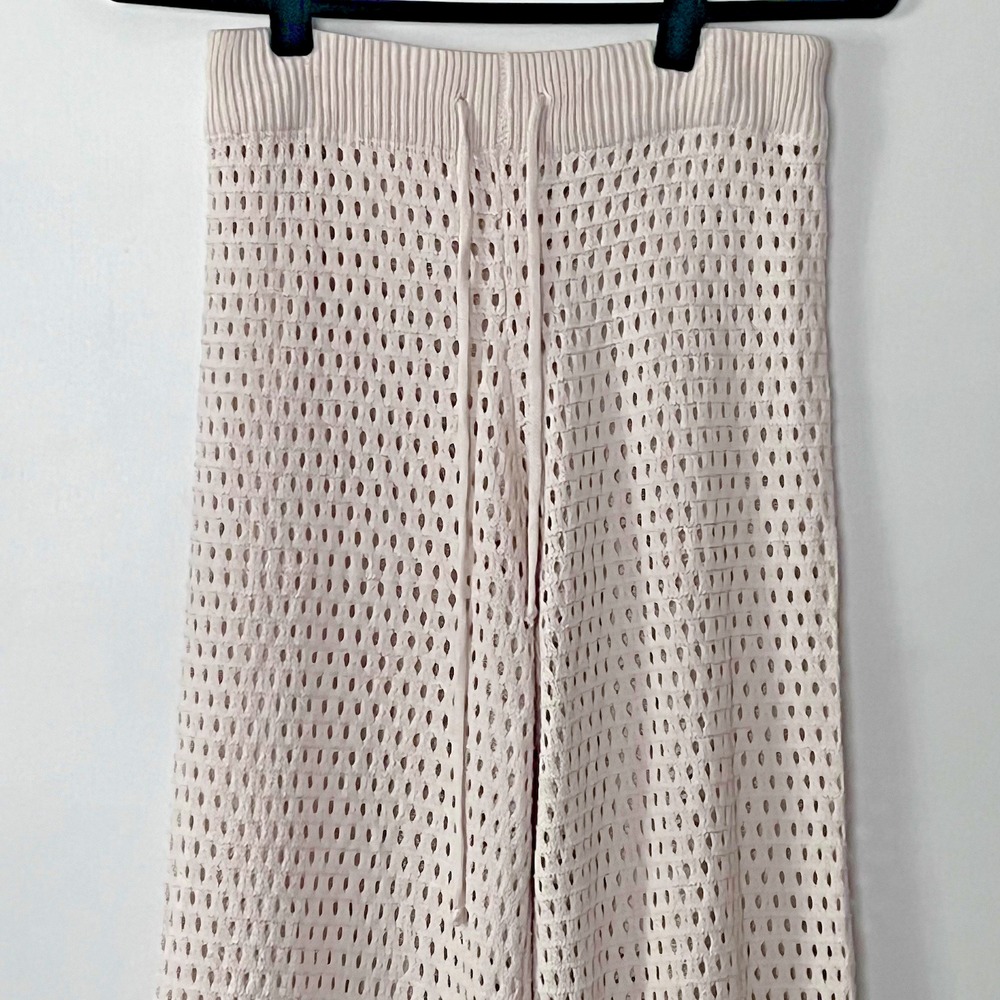 Crochet Beach CoverUp Pants Women's M Ivory Wide Leg Swim Cover Up Resort Cruise - Picture 4 of 4